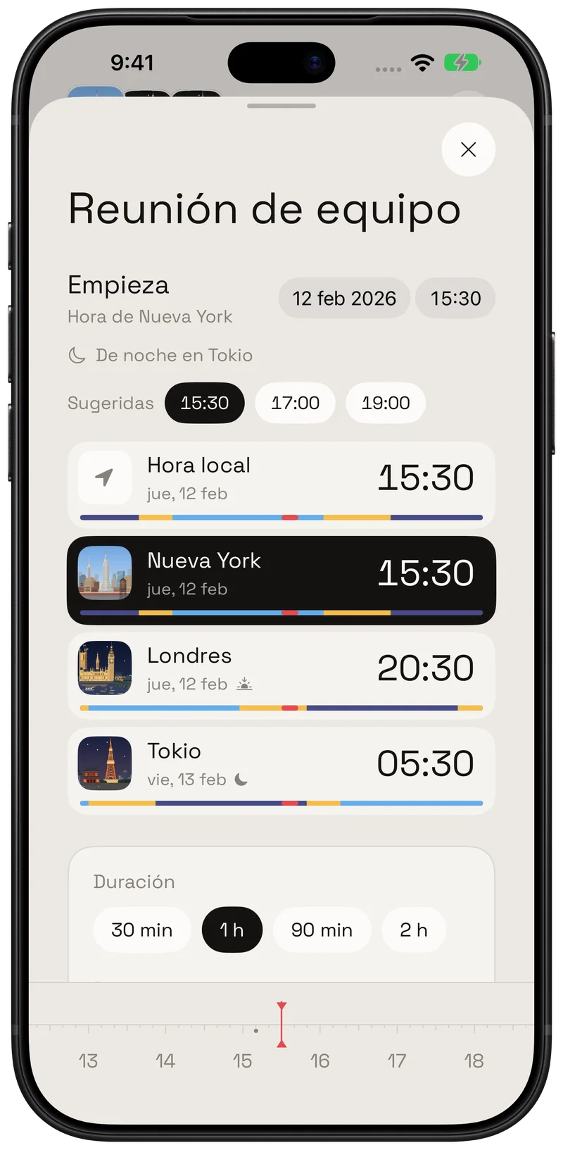Planificación de calendario en Hourline