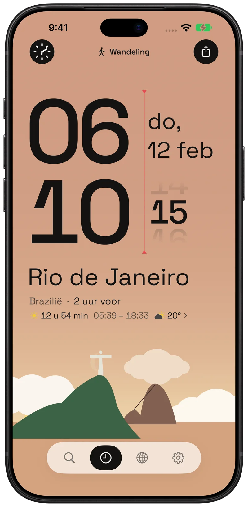Rio de Janeiro bij zonsopgang, met zijn geïllustreerde kustlijn onder de ochtendhemel.