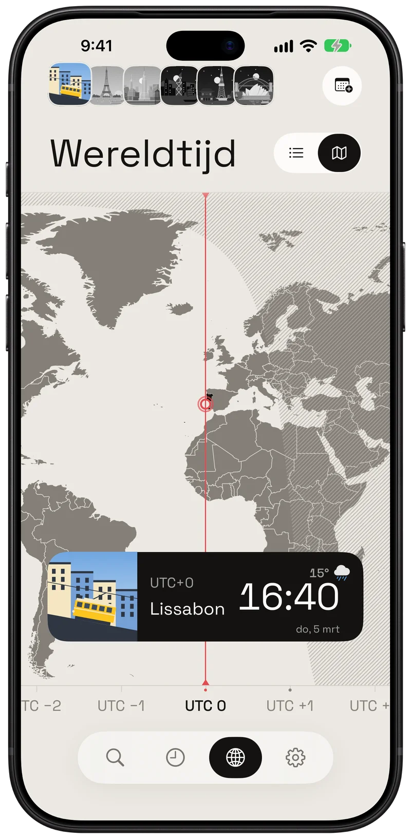 Reis op de kaart van stad naar stad.
