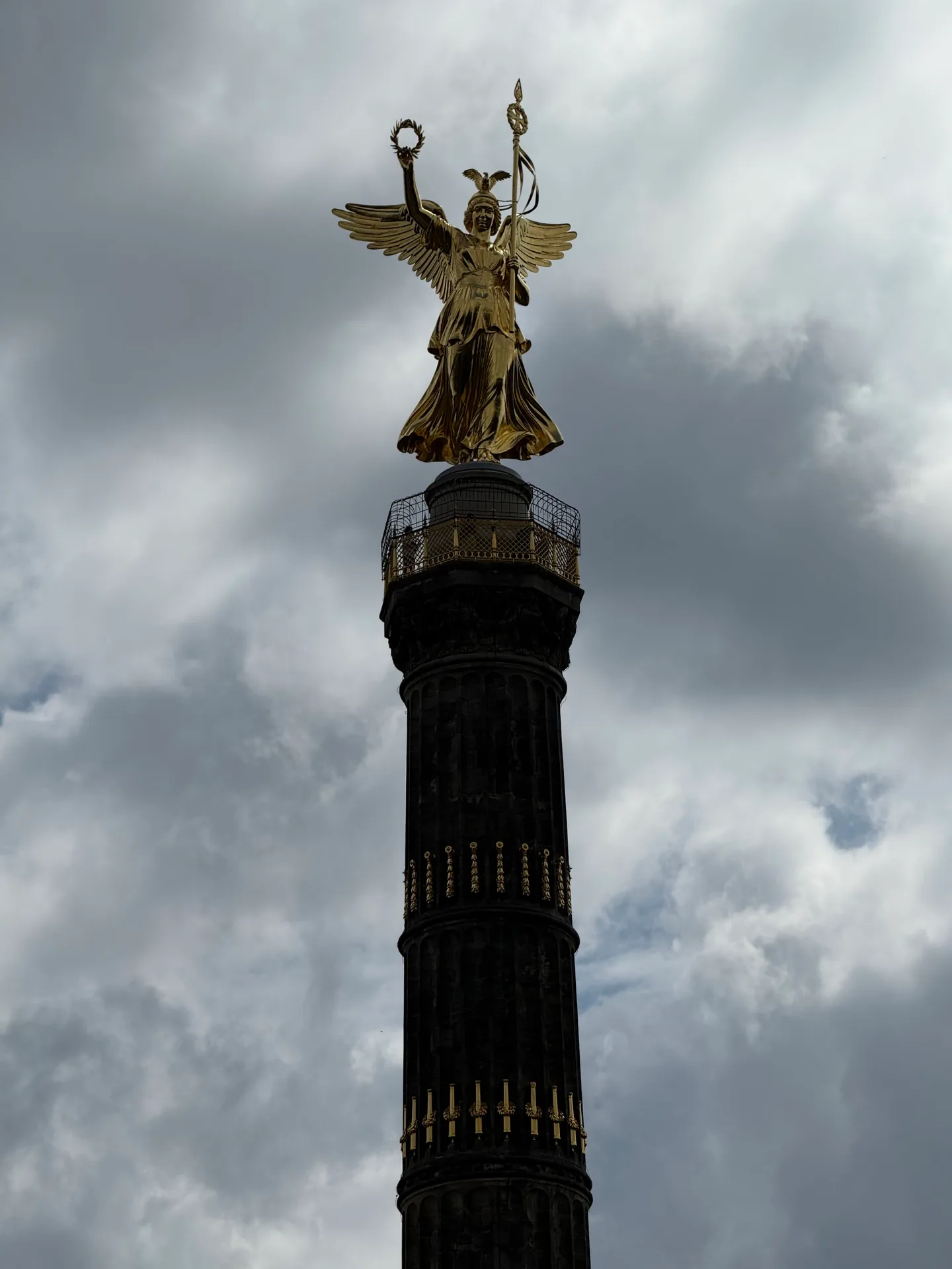 The gilded figure above the Victory Column