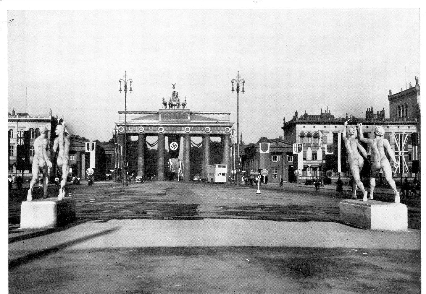 The Brandenburg Gate during the 1936 Olympics · archival photograph