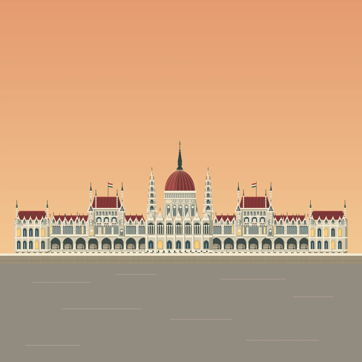 Budapest in Hourline — golden
