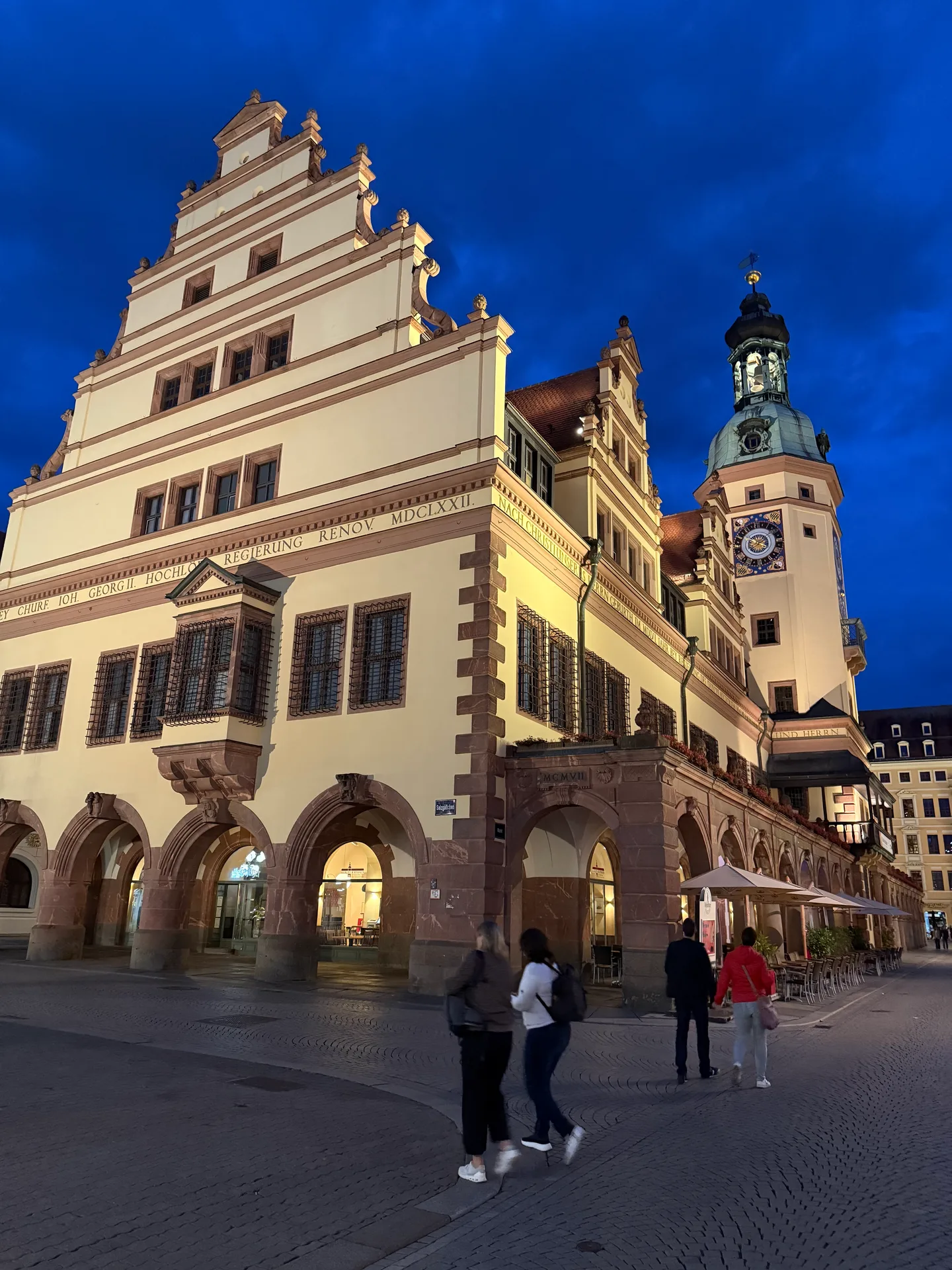 The old town hall at night