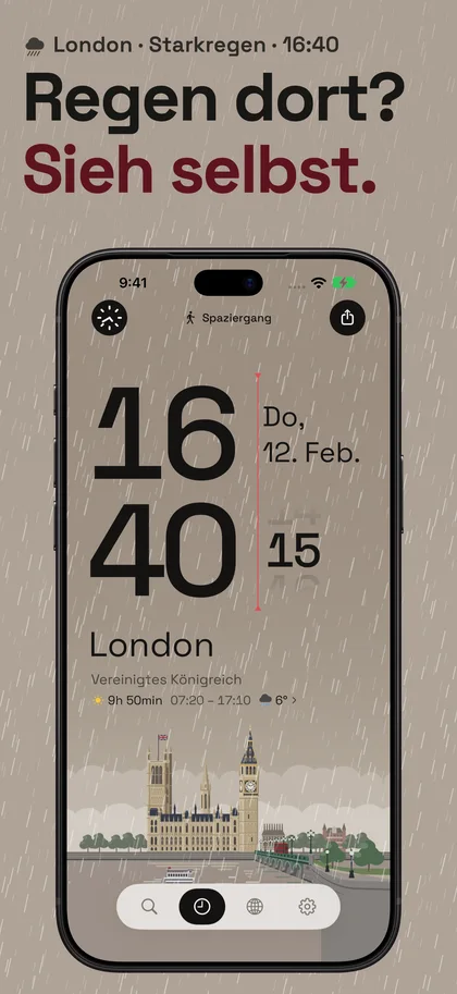 Regen dort? Sieh selbst.. London · Starkregen · 16:40