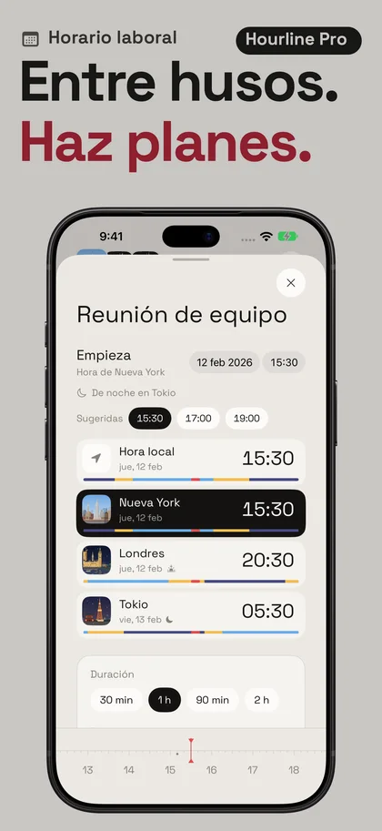Entre husos. Haz planes.. Horario laboral