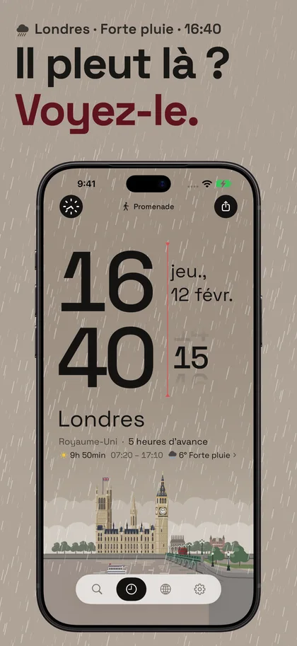 Il pleut là ? Voyez-le.. Londres · Forte pluie · 16:40