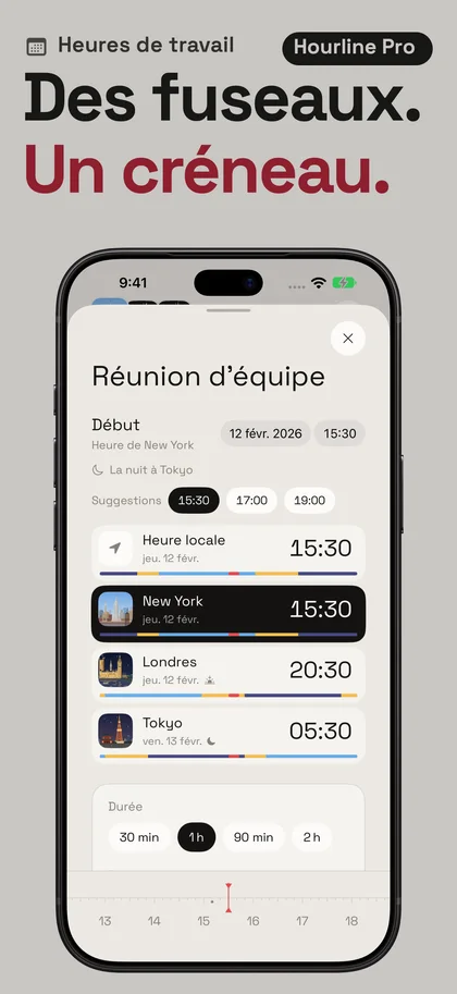 Des fuseaux. Un créneau.. Heures de travail