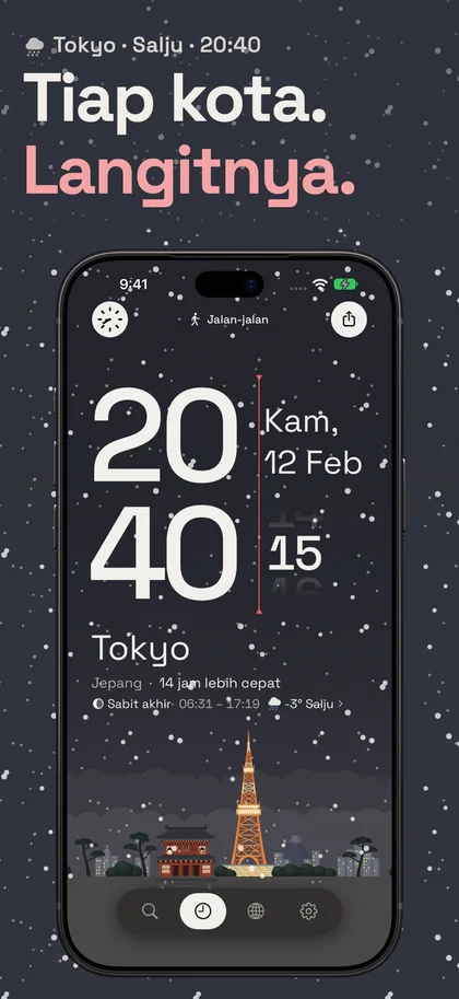 Tiap kota. Langitnya.. Tokyo · Salju · 20:40