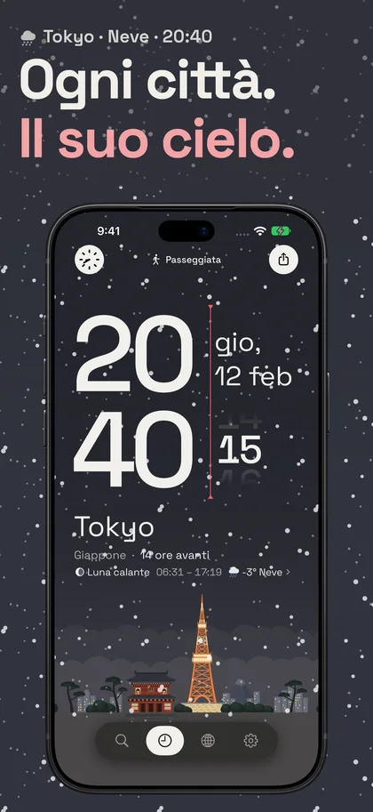 Ogni città. Il suo cielo.. Tokyo · Neve · 20:40