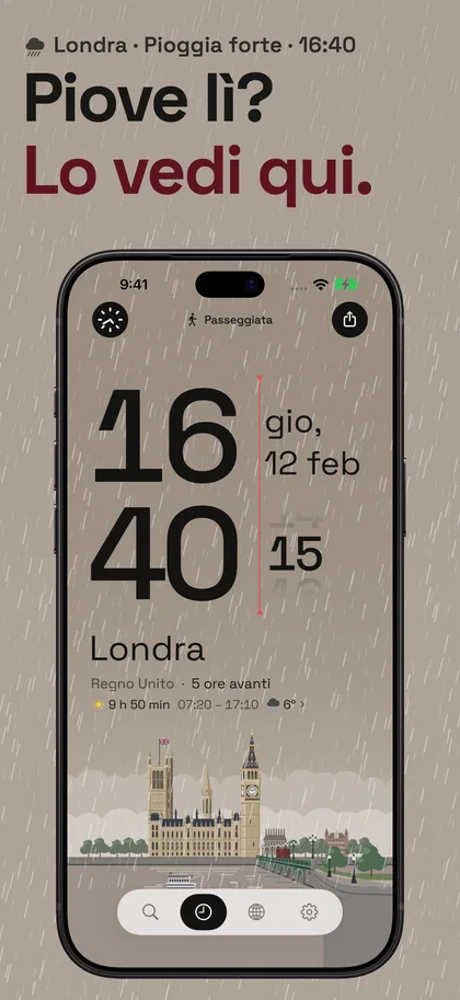 Piove lì? Lo vedi qui.. Londra · Pioggia forte · 16:40