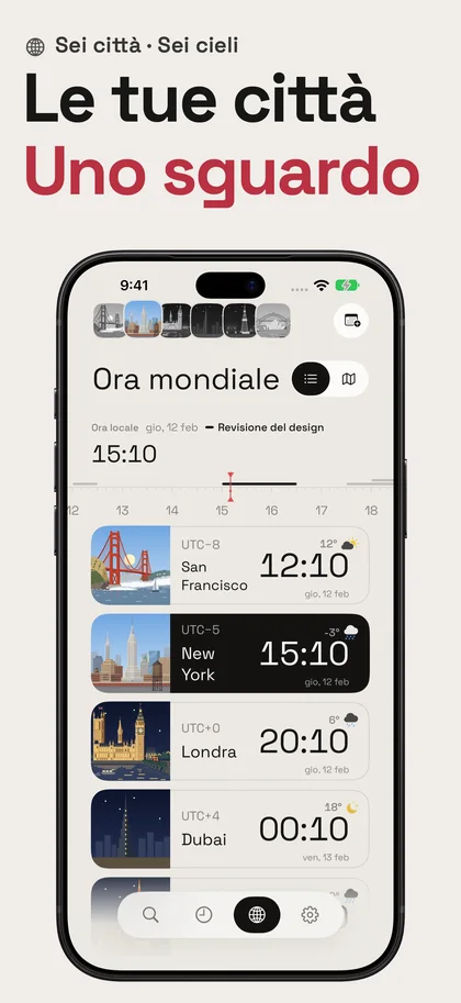 Le tue città Uno sguardo. Sei città · Sei cieli