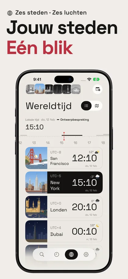 Jouw steden Eén blik. Zes steden · Zes luchten