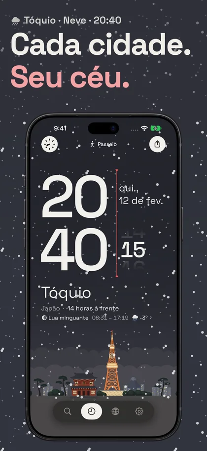 Cada cidade. Seu céu.. Tóquio · Neve · 20:40