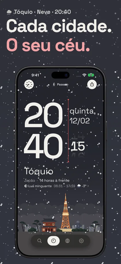 Cada cidade. O seu céu.. Tóquio · Neve · 20:40