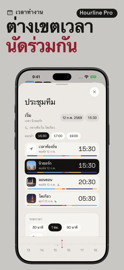 ต่างเขตเวลา นัดร่วมกัน. เวลาทำงาน