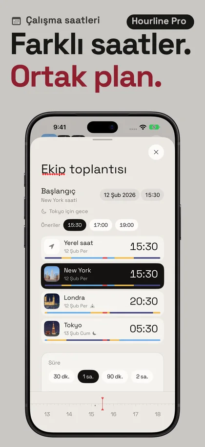 Farklı saatler. Ortak plan.. Çalışma saatleri